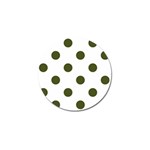 Polka Dots - Army Green on White Golf Ball Marker