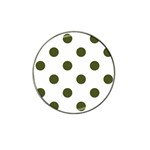 Polka Dots - Army Green on White Hat Clip Ball Marker