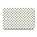 Polka Dots - Army Green on White Small Doormat