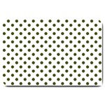 Polka Dots - Army Green on White Large Doormat