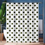 Polka Dots - Army Green on White Shower Curtain 60  x 72  (Medium)