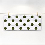 Polka Dots - Army Green on White Hand Towel