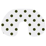 Polka Dots - Army Green on White Travel Neck Pillow