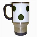 Polka Dots - Army Green on White Travel Mug (White)