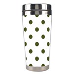 Polka Dots - Army Green on White Stainless Steel Travel Tumbler