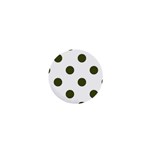 Polka Dots - Army Green on White 1  Mini Button