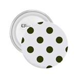 Polka Dots - Army Green on White 2.25  Button
