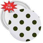 Polka Dots - Army Green on White 3  Button (10 pack)