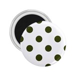 Polka Dots - Army Green on White 2.25  Magnet