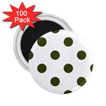 Polka Dots - Army Green on White 2.25  Magnet (100 pack)