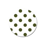 Polka Dots - Army Green on White Magnet 3  (Round)