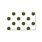 Polka Dots - Army Green on White Magnet (Name Card)