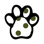 Polka Dots - Army Green on White Magnet (Paw Print)