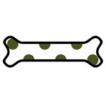 Polka Dots - Army Green on White Magnet (Dog Bone)