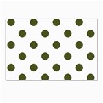 Polka Dots - Army Green on White Postcard 4  x 6 