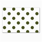 Polka Dots - Army Green on White Postcard 5  x 7 