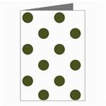 Polka Dots - Army Green on White Greeting Card