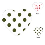 Polka Dots - Army Green on White Playing Cards (Heart)