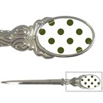 Polka Dots - Army Green on White Letter Opener