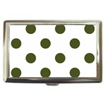Polka Dots - Army Green on White Cigarette Money Case