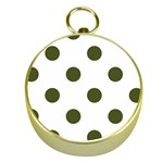 Polka Dots - Army Green on White Gold Compass