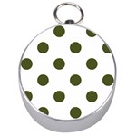 Polka Dots - Army Green on White Silver Compass