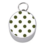 Polka Dots - Army Green on White Silver Compass (Mini)
