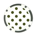 Polka Dots - Army Green on White Poker Chip Card Guard