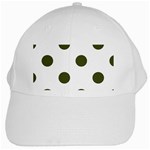 Polka Dots - Army Green on White White Cap
