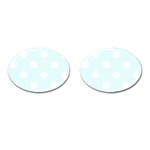 Polka Dots - White on Bubbles Cyan Cufflinks (Oval)