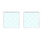 Polka Dots - White on Bubbles Cyan Cufflinks (Square)