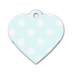 Polka Dots - White on Bubbles Cyan Dog Tag Heart (Two Sides)