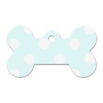 Polka Dots - White on Bubbles Cyan Dog Tag Bone (One Side)