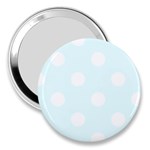 Polka Dots - White on Bubbles Cyan 3  Handbag Mirror