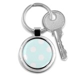 Polka Dots - White on Bubbles Cyan Key Chain (Round)