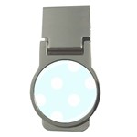 Polka Dots - White on Bubbles Cyan Money Clip (Round)