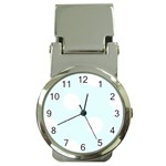 Polka Dots - White on Bubbles Cyan Money Clip Watch