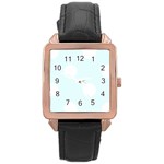 Polka Dots - White on Bubbles Cyan Rose Gold Leather Watch