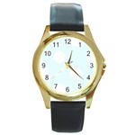 Polka Dots - White on Bubbles Cyan Round Gold Metal Watch