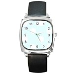 Polka Dots - White on Bubbles Cyan Square Metal Watch
