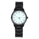 Polka Dots - White on Bubbles Cyan Stainless Steel Round Watch
