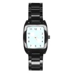 Polka Dots - White on Bubbles Cyan Stainless Steel Barrel Watch