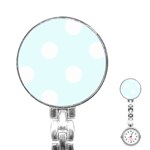 Polka Dots - White on Bubbles Cyan Stainless Steel Nurses Watch
