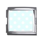 Polka Dots - White on Bubbles Cyan Mega Link Italian Charm (18mm)