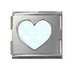 Polka Dots - White on Bubbles Cyan Mega Link Heart Italian Charm (18mm)