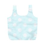 Polka Dots - White on Bubbles Cyan Full Print Recycle Bag (M)