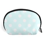 Polka Dots - White on Bubbles Cyan Accessory Pouch (Large)