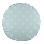 Polka Dots - White on Bubbles Cyan Large 18  Premium Flano Round Cushion