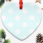 Polka Dots - White on Bubbles Cyan Heart Ornament (Two Sides)
