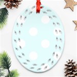 Polka Dots - White on Bubbles Cyan Oval Filigree Ornament (Two Sides)